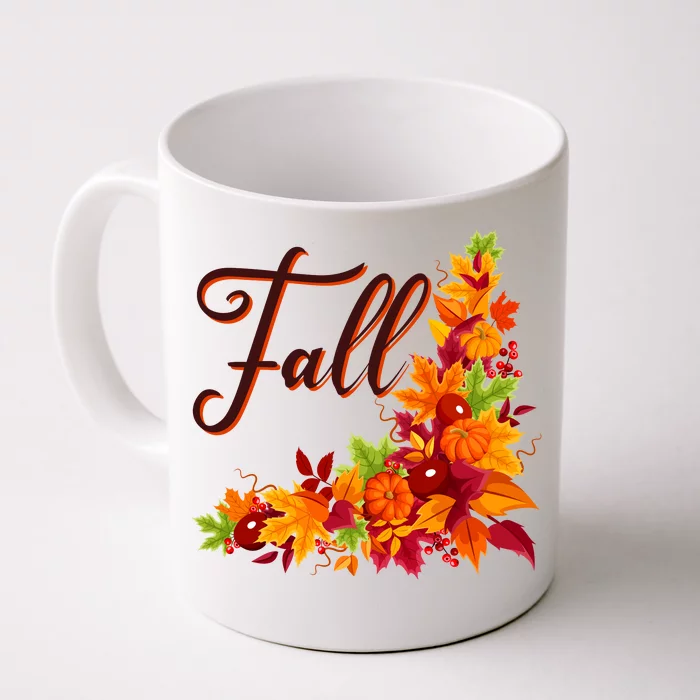 Autumn Fall Leaves Corner Design Front & Back Coffee Mug