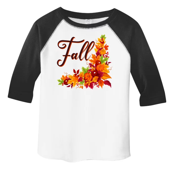 Autumn Fall Leaves Corner Design Toddler Fine Jersey T-Shirt