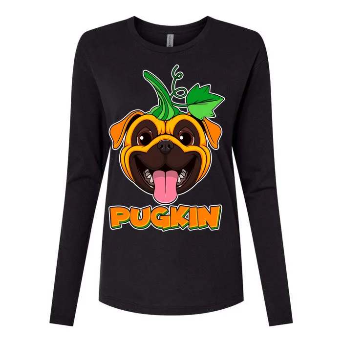 Autumn Halloween Pugkin Womens Cotton Relaxed Long Sleeve T-Shirt