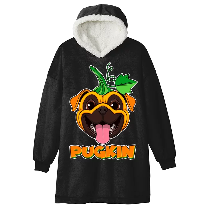 Autumn Halloween Pugkin Hooded Wearable Blanket