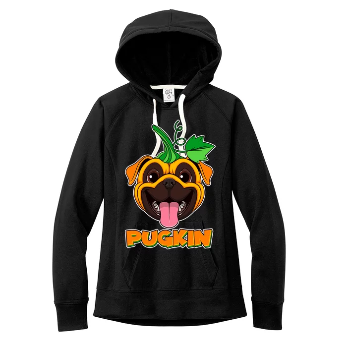 Autumn Halloween Pugkin Women's Fleece Hoodie