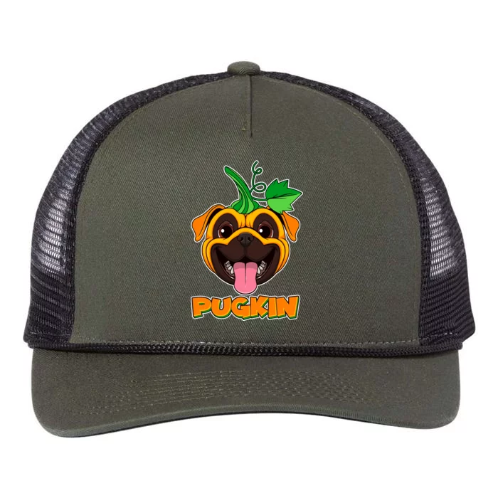 Autumn Halloween Pugkin Retro Rope Trucker Hat Cap