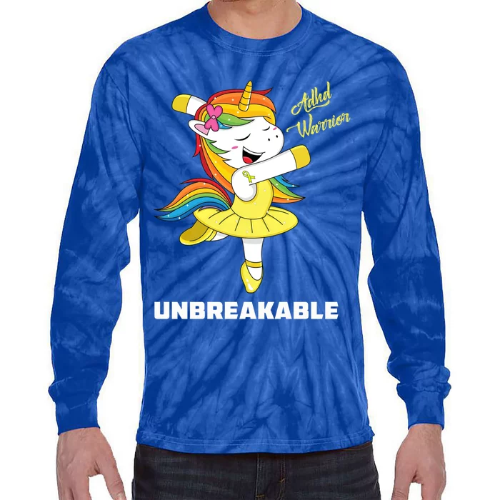 Adhd Unicorn Unbreakable Adhd Warrior Awareness Gift Tie-Dye Long Sleeve Shirt