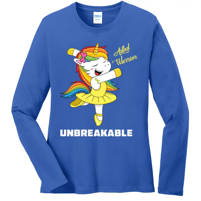 Adhd Unicorn Unbreakable Adhd Warrior Awareness Gift Ladies Long Sleeve Shirt