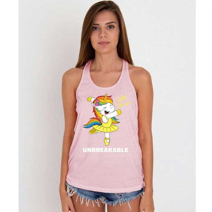 Adhd Unicorn Unbreakable Adhd Warrior Awareness Gift Women's Knotted Racerback Tank