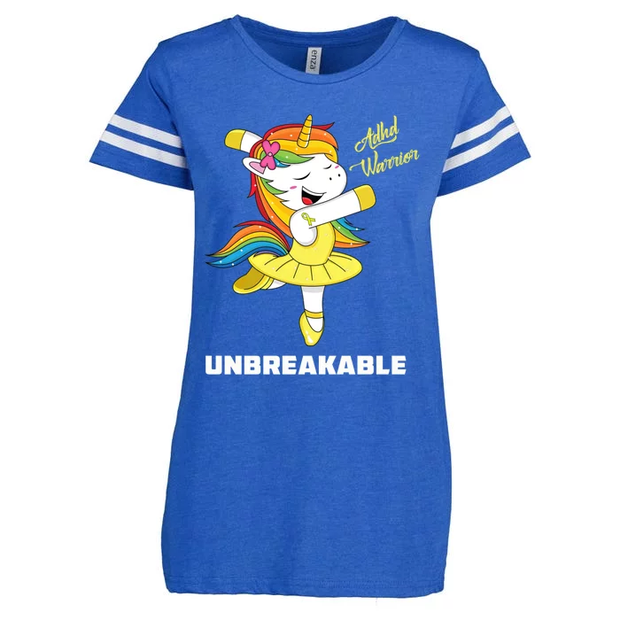 Adhd Unicorn Unbreakable Adhd Warrior Awareness Gift Enza Ladies Jersey Football T-Shirt