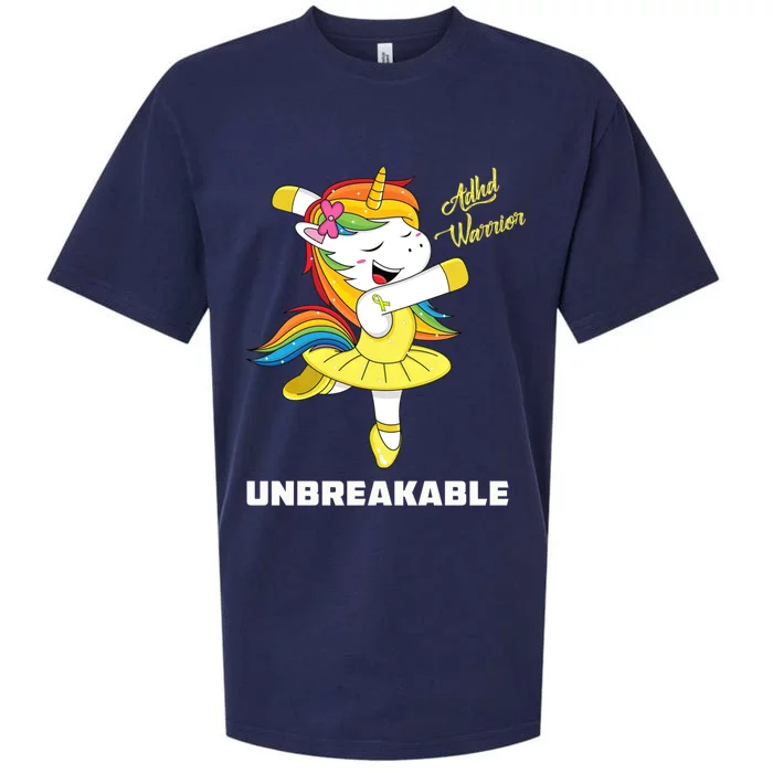 Adhd Unicorn Unbreakable Adhd Warrior Awareness Gift Sueded Cloud Jersey T-Shirt