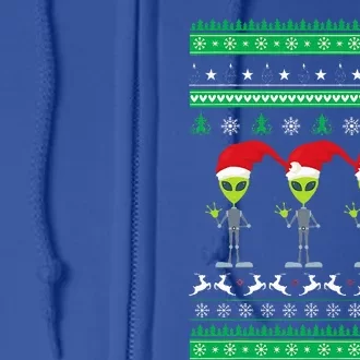 Alien UFO Ugly Christmas Sweater Funny Xmas Full Zip Hoodie