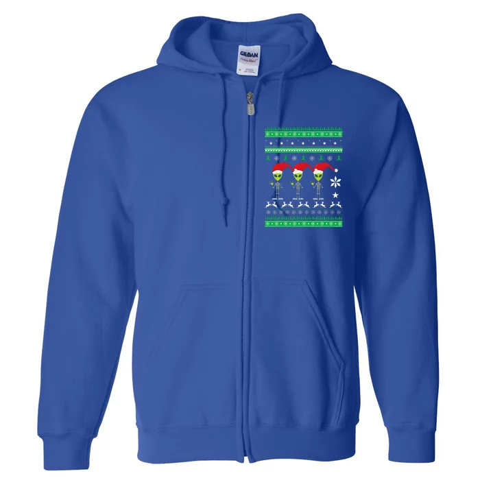 Alien UFO Ugly Christmas Sweater Funny Xmas Full Zip Hoodie