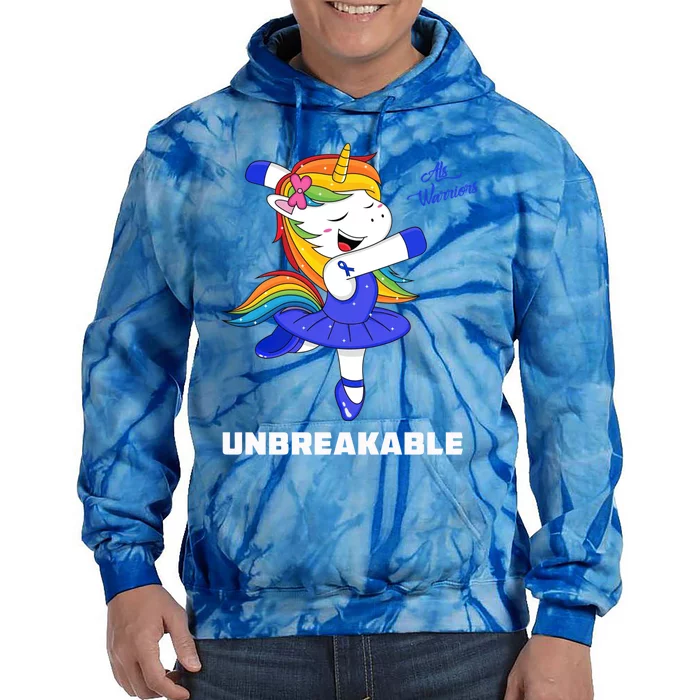 Als Unicorn Unbreakable Als Warrior Awareness Funny Gift Tie Dye Hoodie