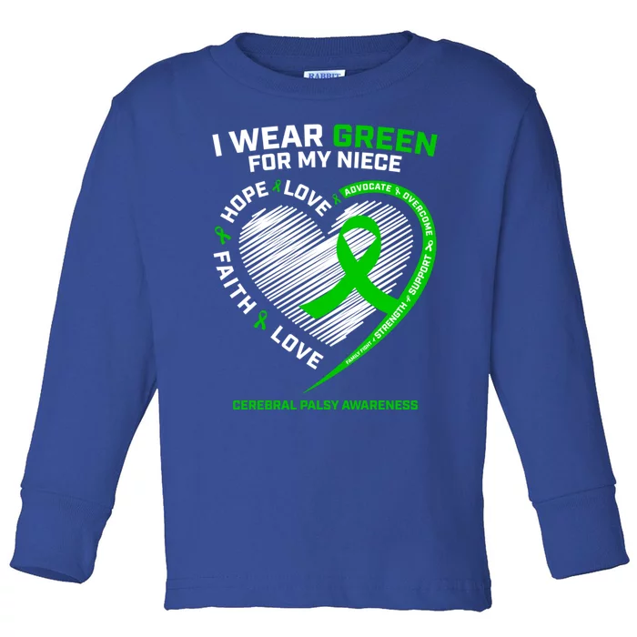 Aunt Uncle Wear Green Funny Gift Niece Cerebral Palsy Awareness Gift Toddler Long Sleeve Shirt