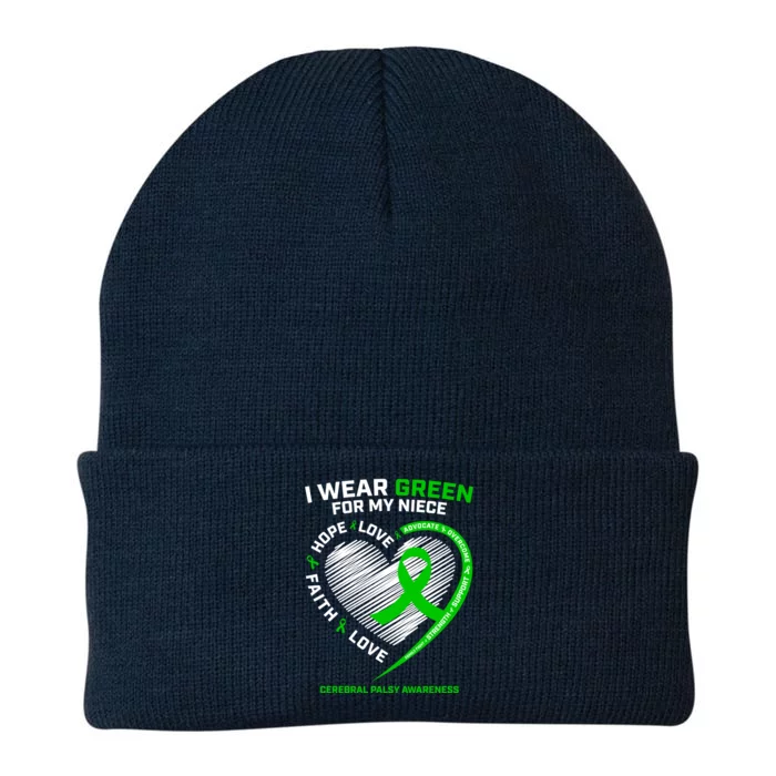 Aunt Uncle Wear Green Funny Gift Niece Cerebral Palsy Awareness Gift Knit Cap Winter Beanie