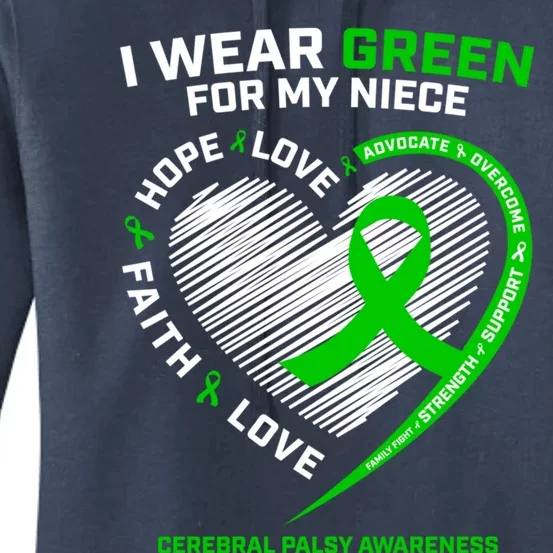 Aunt Uncle Wear Green Funny Gift Niece Cerebral Palsy Awareness Gift Women's Pullover Hoodie