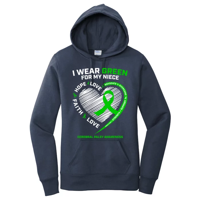 Aunt Uncle Wear Green Funny Gift Niece Cerebral Palsy Awareness Gift Women's Pullover Hoodie