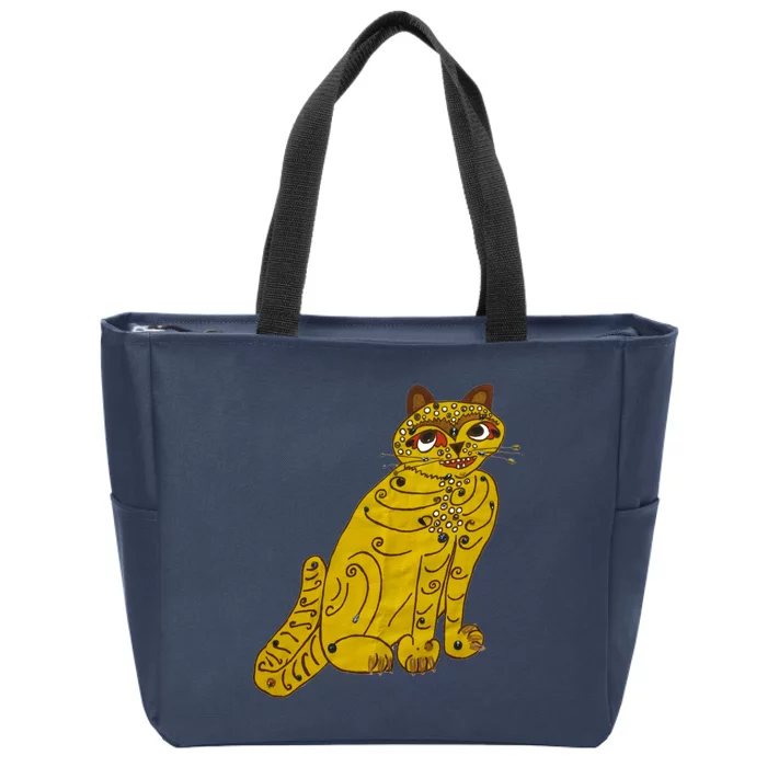 Ugly Yellow Cat Zip Tote Bag