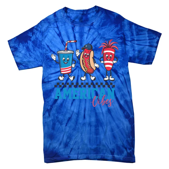 American Vibes 4th Of July Red White And Blue Hot Dog Lover Funny Gift Tie-Dye T-Shirt