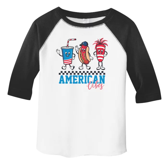 American Vibes 4th Of July Red White And Blue Hot Dog Lover Funny Gift Toddler Fine Jersey T-Shirt