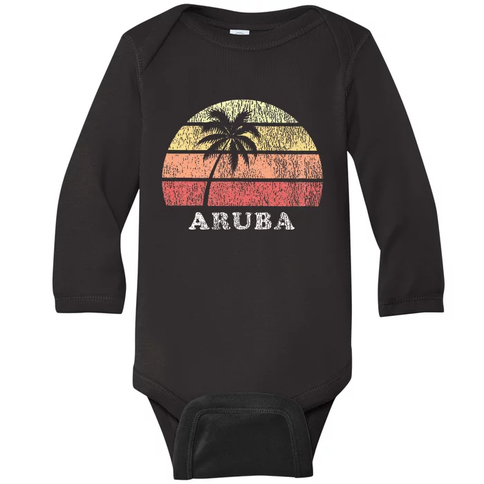 Aruba Vintage 70s Retro Throwback Design Baby Long Sleeve Bodysuit