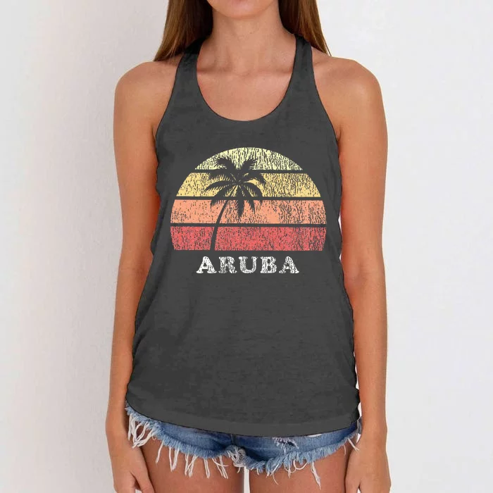 Aruba Vintage 70s Retro Throwback Design Women's Knotted Racerback Tank