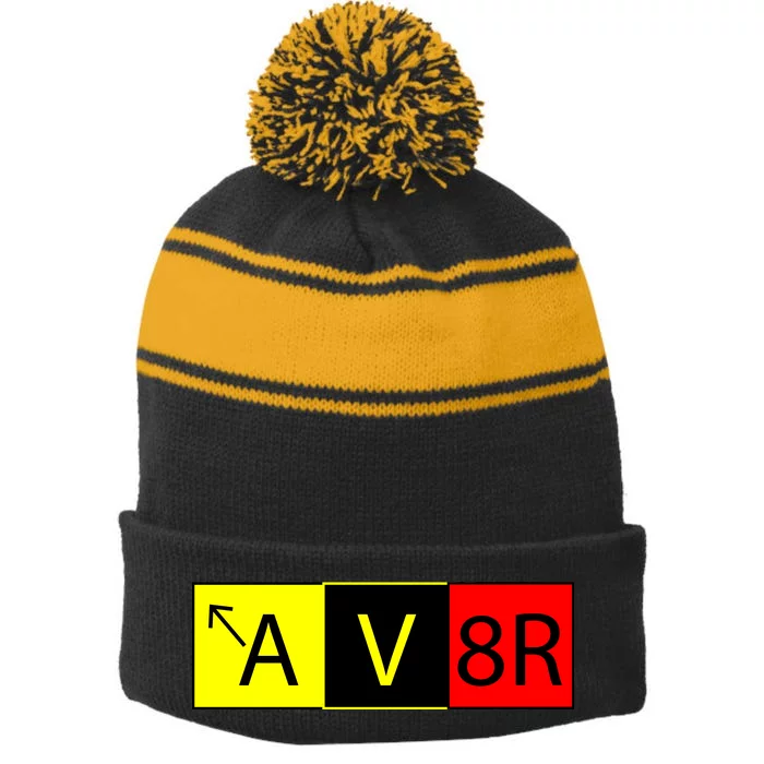 AV8R Pilot Expressions Stripe Pom Pom Beanie