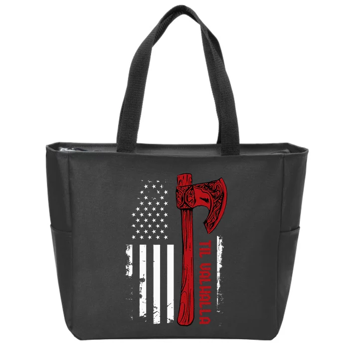 American Viking Axe Flag Til Valhalla Norse Mythology Zip Tote Bag