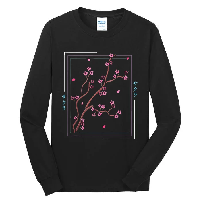 Asia Vaporwave Asian Japanese Sakura Aesthetic Indie Tall Long Sleeve T-Shirt