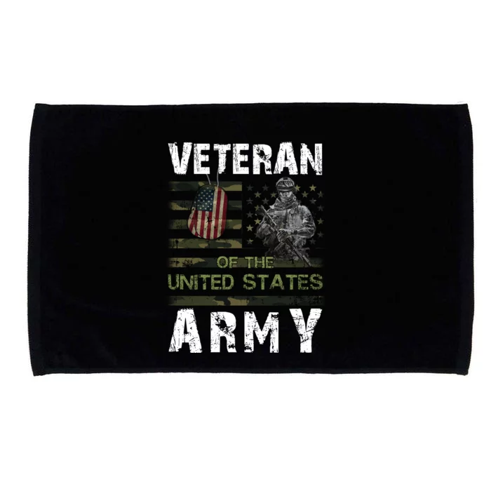 Army Veteran American Flag Camo Line Gift Microfiber Hand Towel