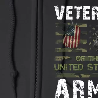 Army Veteran American Flag Camo Line Gift Full Zip Hoodie