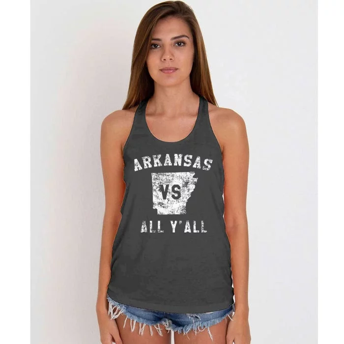 Arkansas Vs All Yall For Yall Women's Knotted Racerback Tank