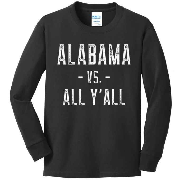 Alabama Vs. All Y’All Sports Weathered Vintage Southern Kids Long Sleeve Shirt