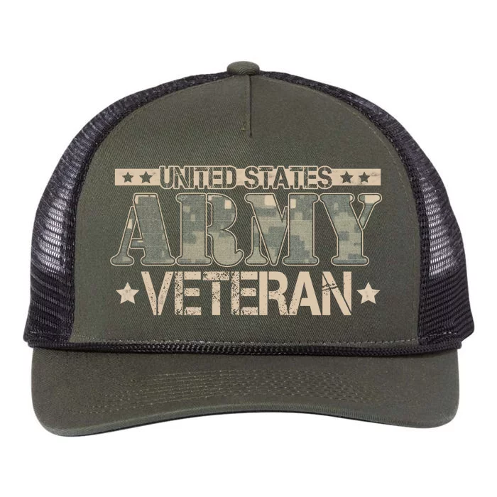 Army Veteran Retro Rope Trucker Hat Cap