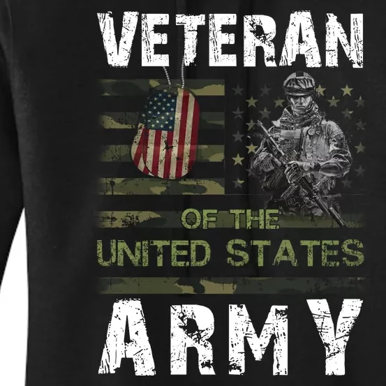 Army Veteran American Flag Women's Pullover Hoodie