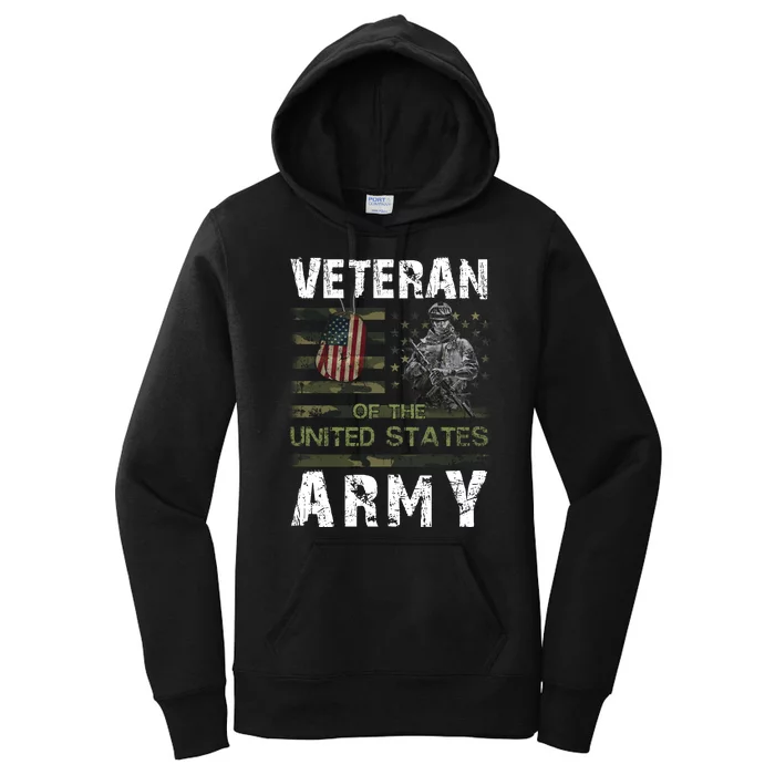 Army Veteran American Flag Women's Pullover Hoodie