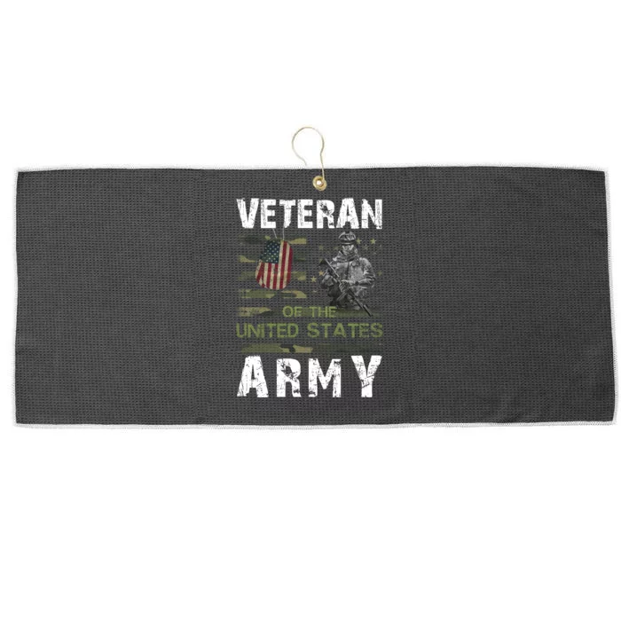 Army Veteran American Flag Large Microfiber Waffle Golf Towel