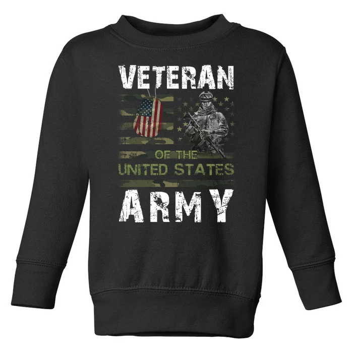 Army Veteran American Flag Toddler Sweatshirt