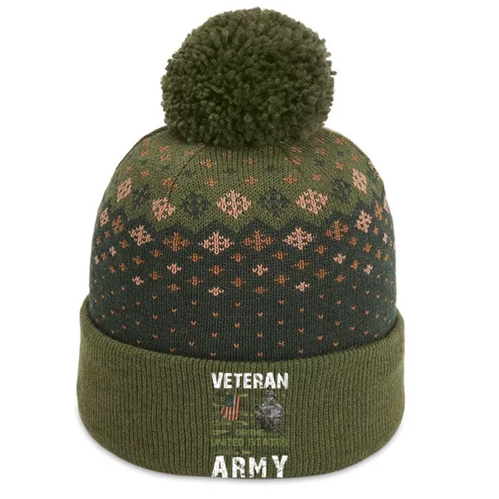 Army Veteran American Flag The Baniff Cuffed Pom Beanie