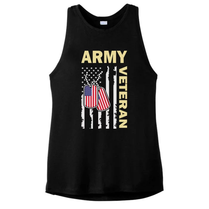 Army Veteran American Flag Ladies Tri-Blend Wicking Tank