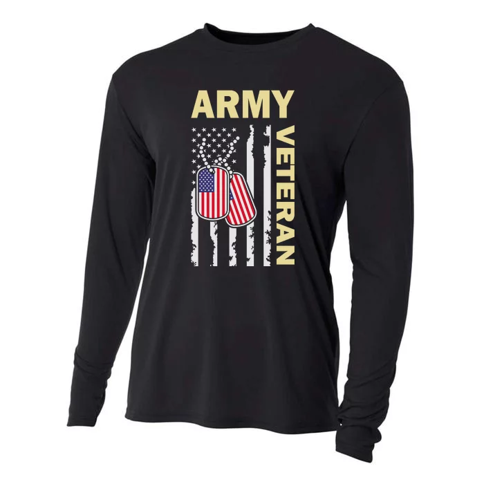 Army Veteran American Flag Cooling Performance Long Sleeve Crew