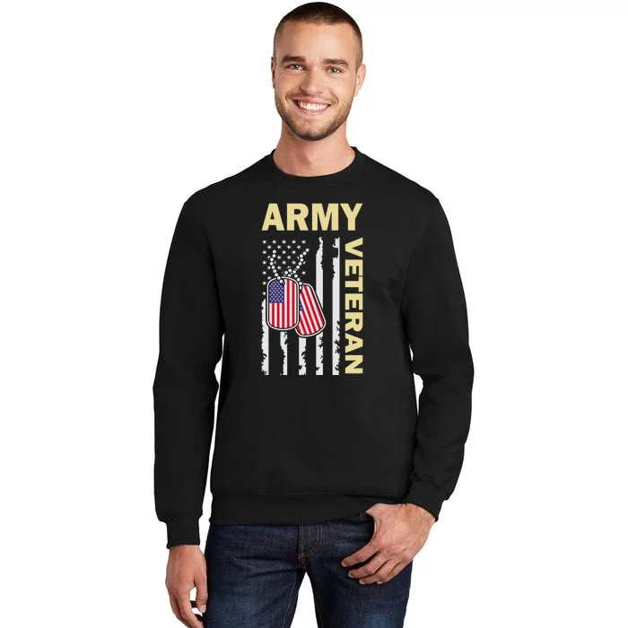 Army Veteran American Flag Tall Sweatshirt