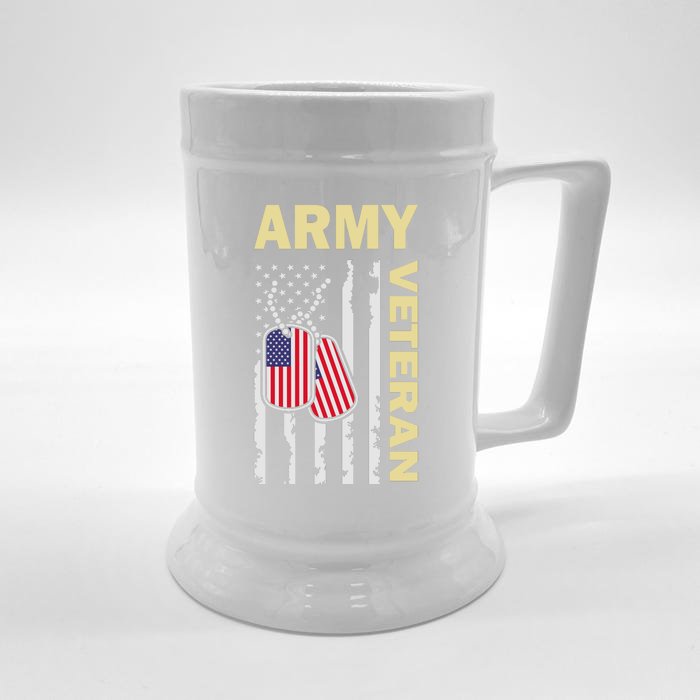 Army Veteran American Flag Front & Back Beer Stein