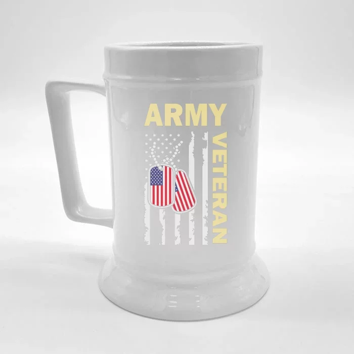 Army Veteran American Flag Front & Back Beer Stein