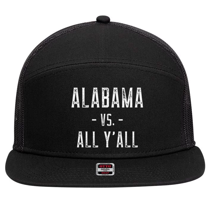 Alabama Vs All Y’All Sports Weathered Vintage Southern 7 Panel Mesh Trucker Snapback Hat