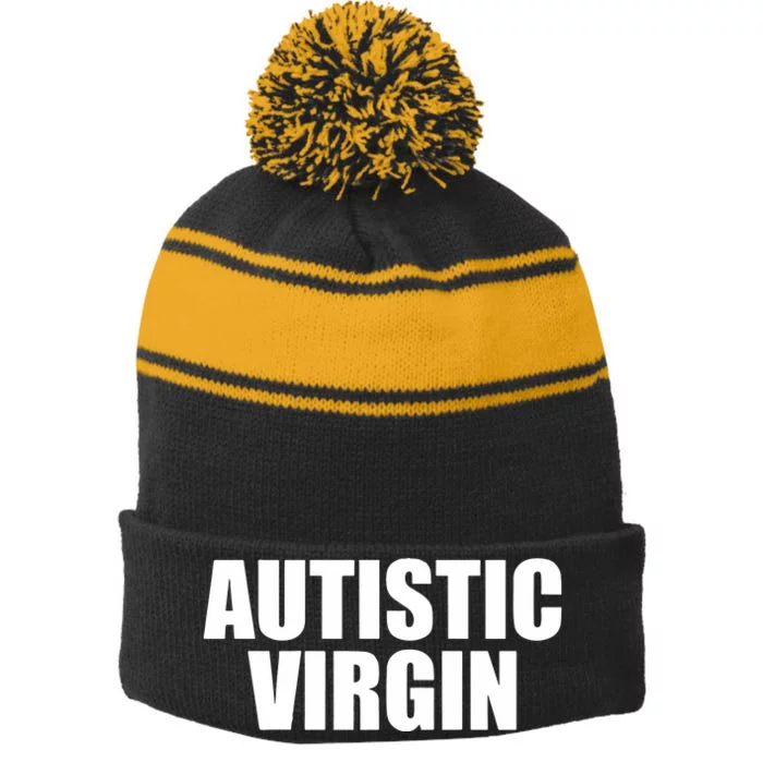 Autistic Virgin Stripe Pom Pom Beanie