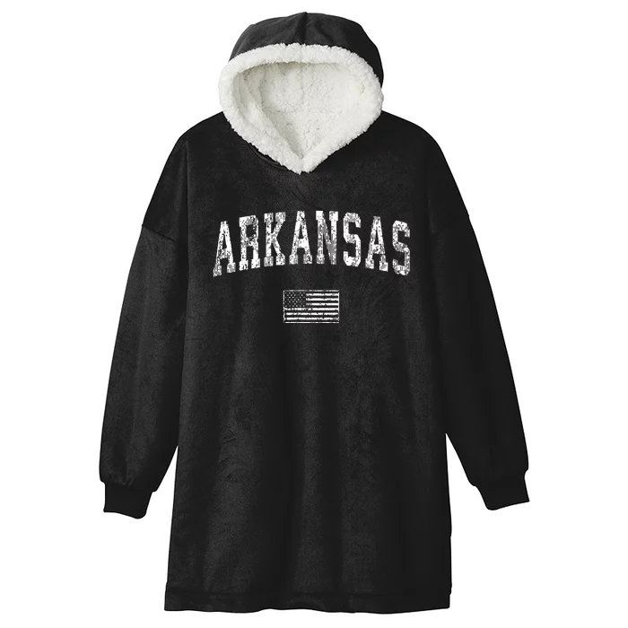 Arkansas Vintage American Flag Sports Design Hooded Wearable Blanket