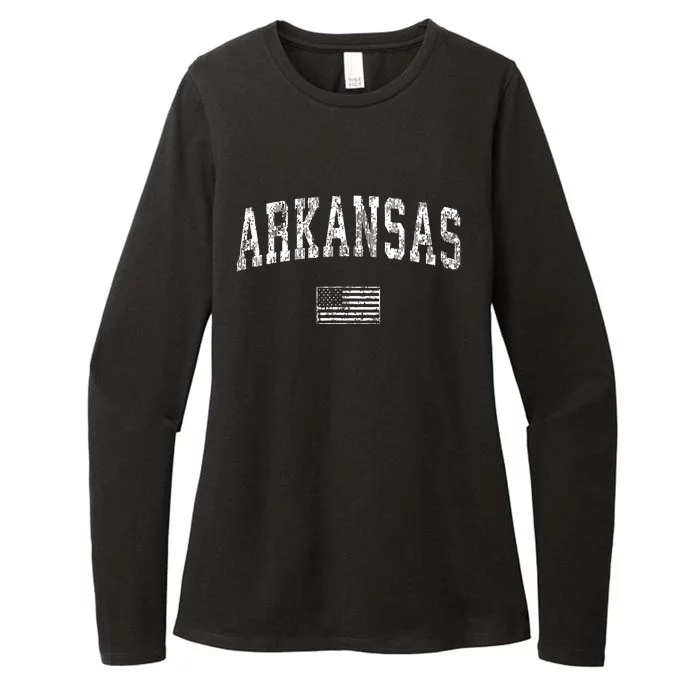 Arkansas Vintage American Flag Sports Design Womens CVC Long Sleeve Shirt