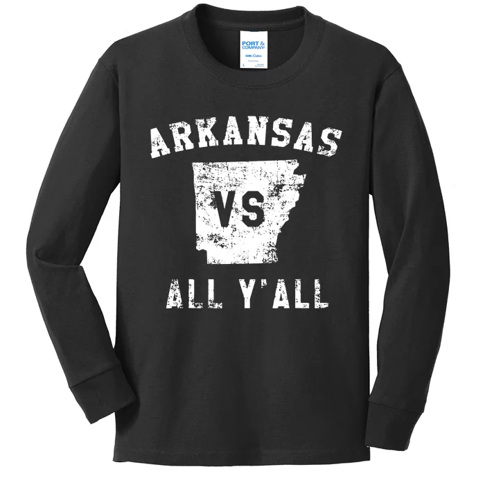 Arkansas Vs All Yall For Yall Funny Kids Long Sleeve Shirt