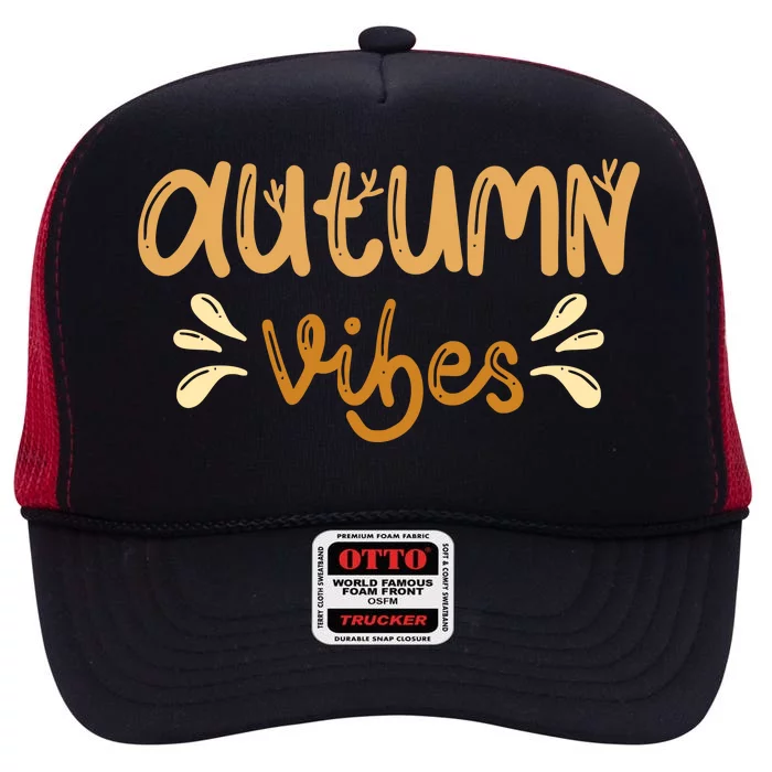 Autumn Vibes High Crown Mesh Trucker Hat