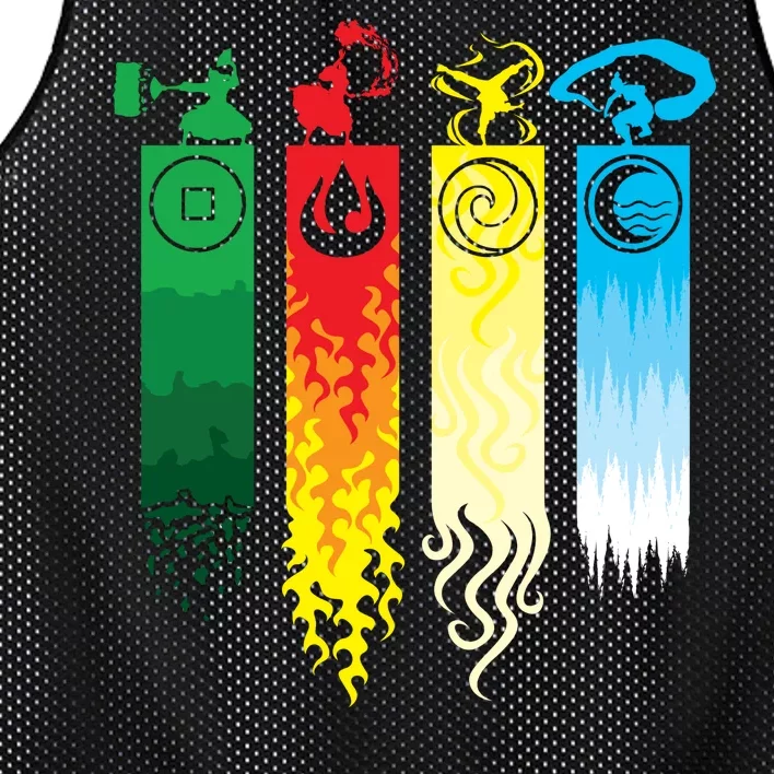 Avatar Bending Fire Water Earth Air Mesh Reversible Basketball Jersey Tank