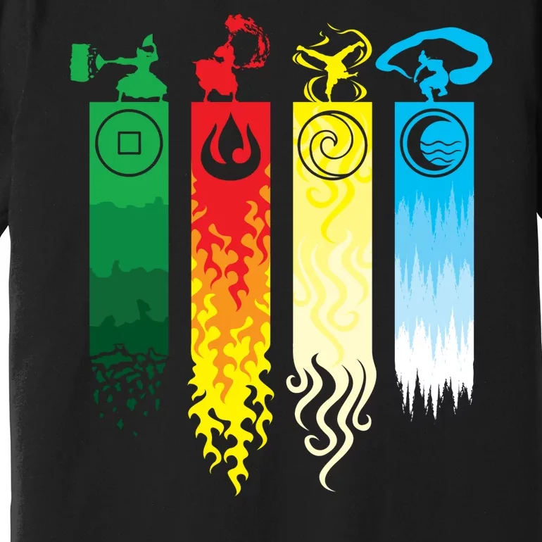 Avatar Bending Fire Water Earth Air Premium T-Shirt