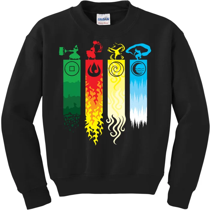 Avatar Bending Fire Water Earth Air Kids Sweatshirt